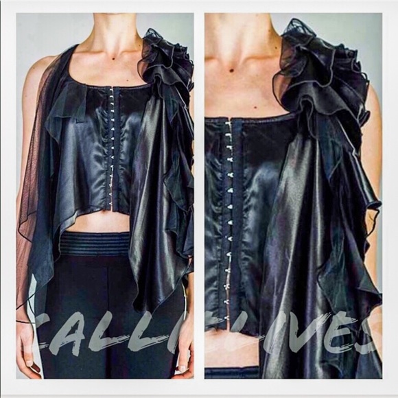 Callie Lives Tops - Elaine Chiffon: Satin Top Sleeveless Loose Corset